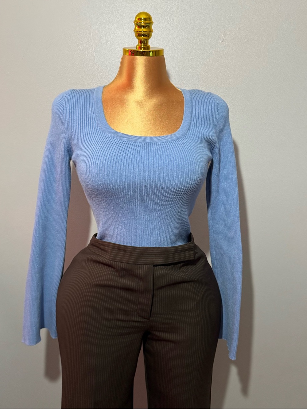 Madden Girl Sky Blue Ribbed Knit Top